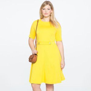 Eloquii Elbow Sleeve Fit and Flare Dress Plus